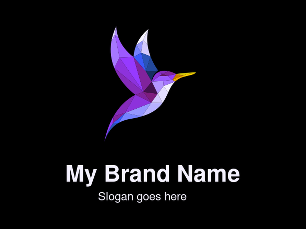 Vibrant Geometric Purple Hummingbird Logo Design for Eco-Friendly Businesses